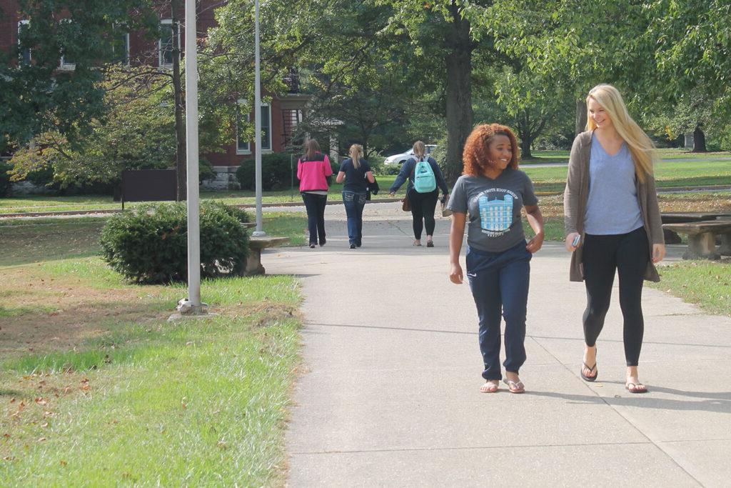 Students walking on campus